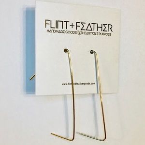 Flint+Feather Abstract Triangle Wire Earrings NWT